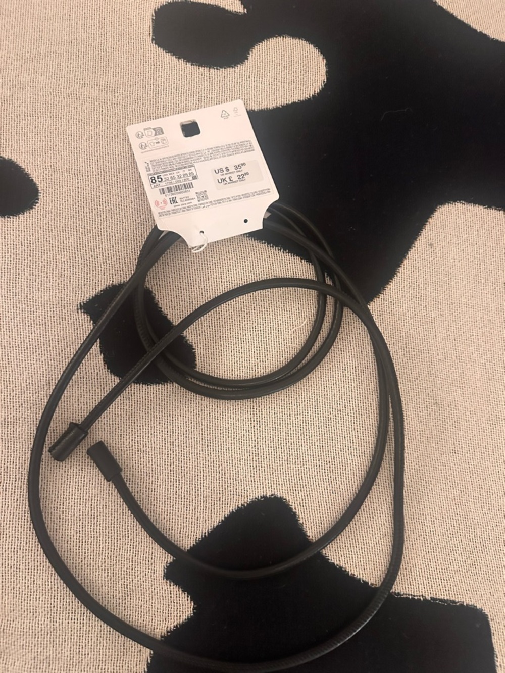 Zara Black Leather Skinny Belt - Double Wrap